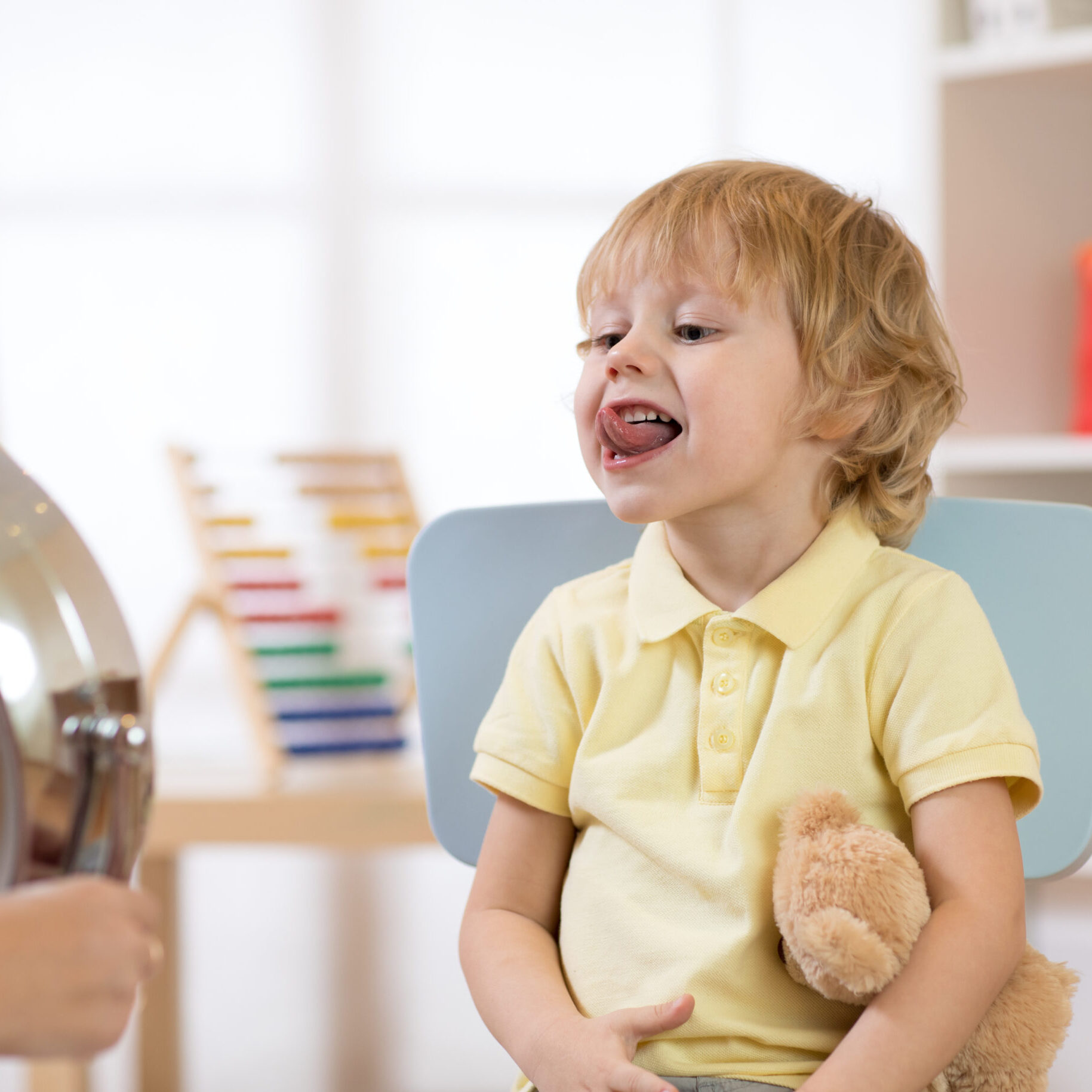 Little boy at the Speech-Language therapist's clinic